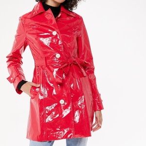 Urban Outfitters Ringo red patent vinyl rain coat